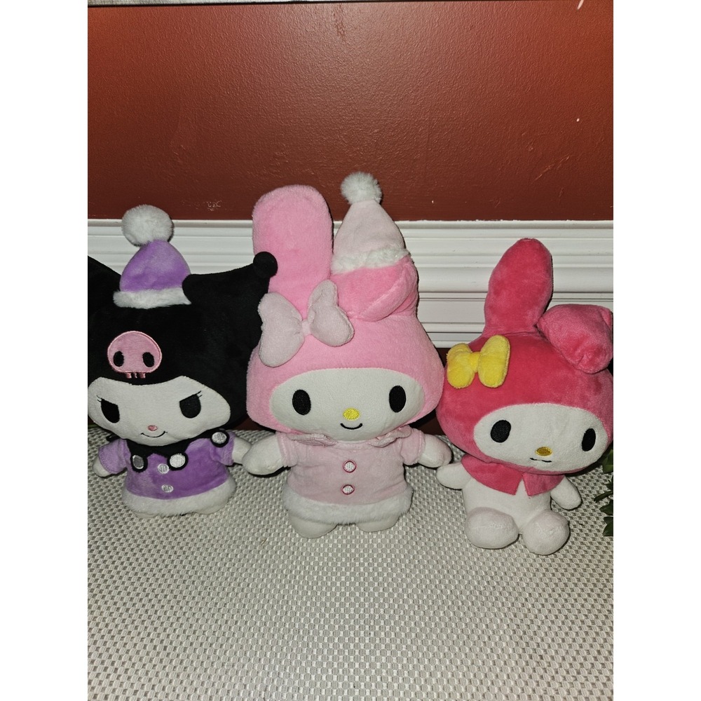 Hello Kitty & Friends Plush Plushie Lot Of 3 My Melody/ Kuromi / Sanrio Holiday